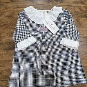 Petit Confection Classic Black and White Houndstooth Kids Dress